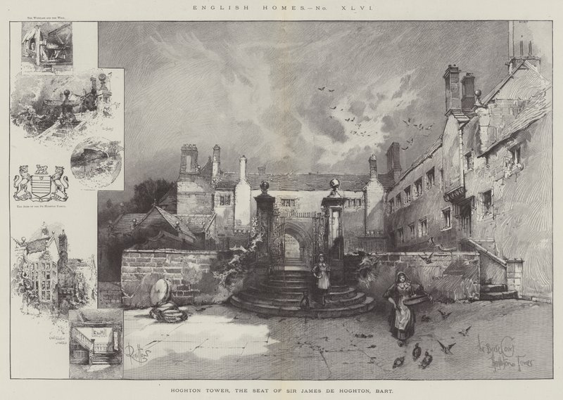 Hoghton Tower, säte för Sir James de Hoghton, Baronet av Herbert Railton