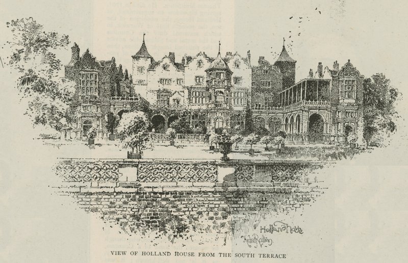 Utsikt över Holland House från den södra terrassen av Herbert Railton