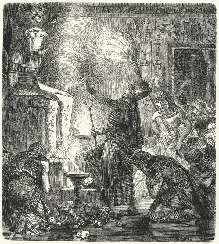 En ung egyptisk farao i ett tempel av Hermann Vogel
