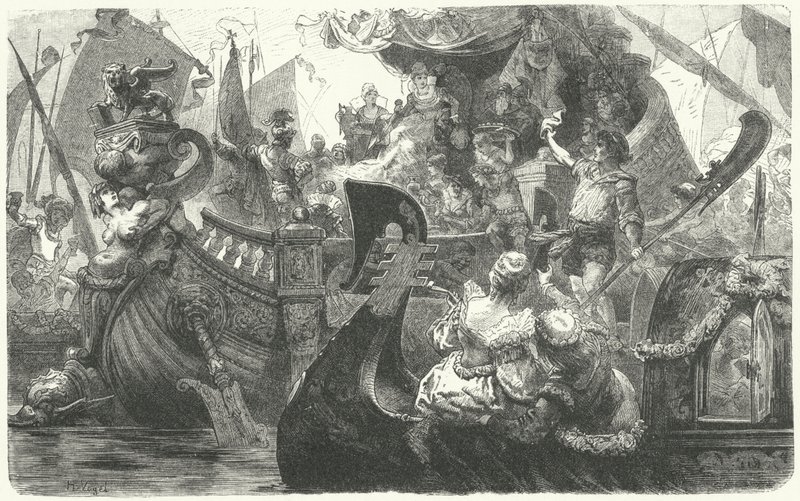 Catherine Cornaro seglade från Venedig för att bli drottning av Cypern 1472 av Hermann Vogel