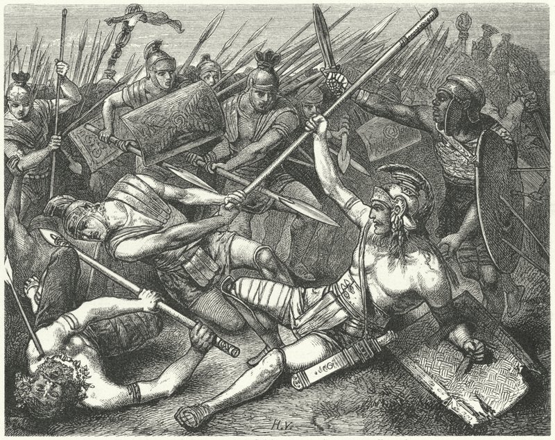 Spartacus död, 71 f.Kr av Hermann Vogel