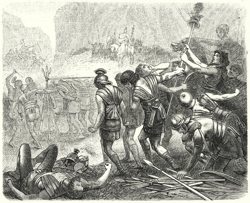 Förnedring av den romerska armén av samniterna vid Caudine Forks, 321 f.Kr. av Hermann Vogel