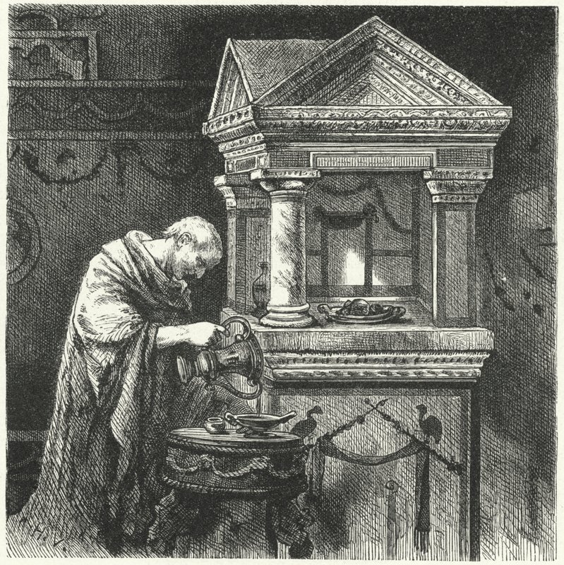 Att göra offer i ett tempel i antikens Rom av Hermann Vogel