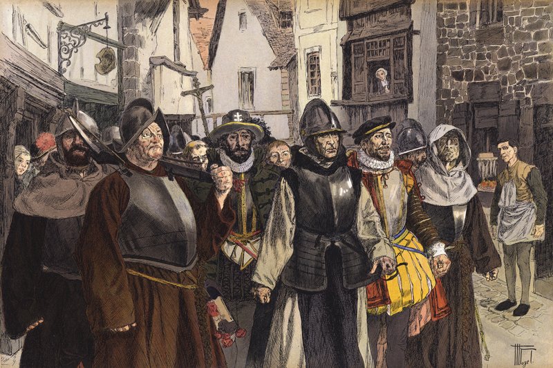 Procession av katolska förbundet genom gatorna i Paris, 1590 av Hermann Vogel