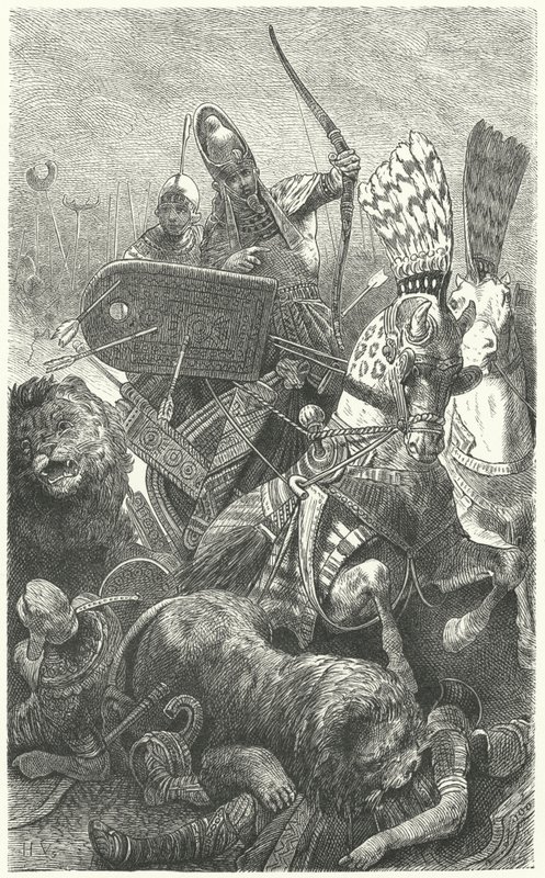 Ramses den store i slaget vid Kadesj, 1274 f.Kr av Hermann Vogel