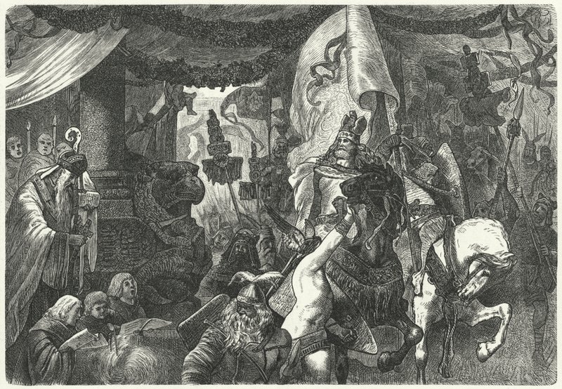 Theoderik den store, östgoternas kung, går in i Rom av Hermann Vogel
