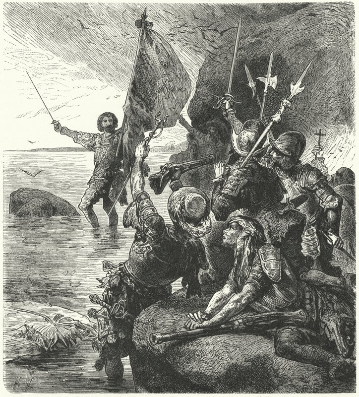 Vasco Nunez de Balboa gör anspråk på Stilla havet för Spanien, 1513 av Hermann Vogel