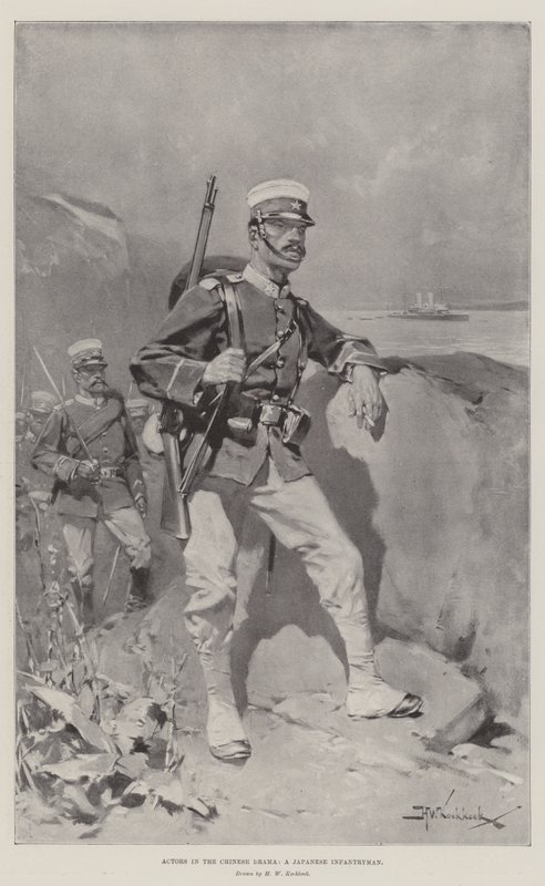 Skådespelare i det kinesiska dramat, en japansk infanterist av Hermanus Willem Koekkoek