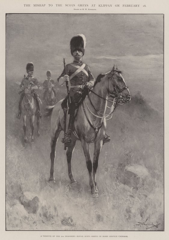 Missöde med Scots Greys i Klippan den 18 februari av Hermanus Willem Koekkoek