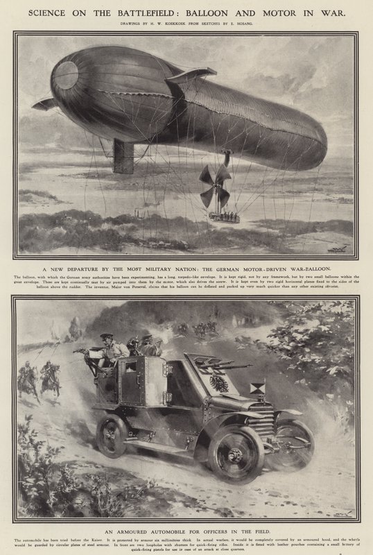 Vetenskap på slagfältet: ballong och motor i krig (litho) av Hermanus Willem (after) Koekkoek