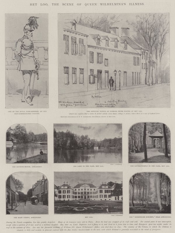 Het Loo, platsen för drottning Wilhelminas sjukdom av Hermanus Willem Koekkoek