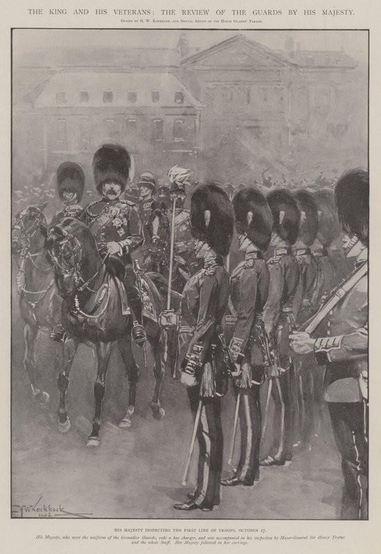 Kungen och hans veteraner, Hans Majestäts granskning av vakterna av Hermanus Willem Koekkoek
