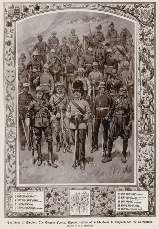 De utomeuropeiska styrkorna, vars representanter kom till England för kröningen av kung George V av Hermanus Willem Koekkoek