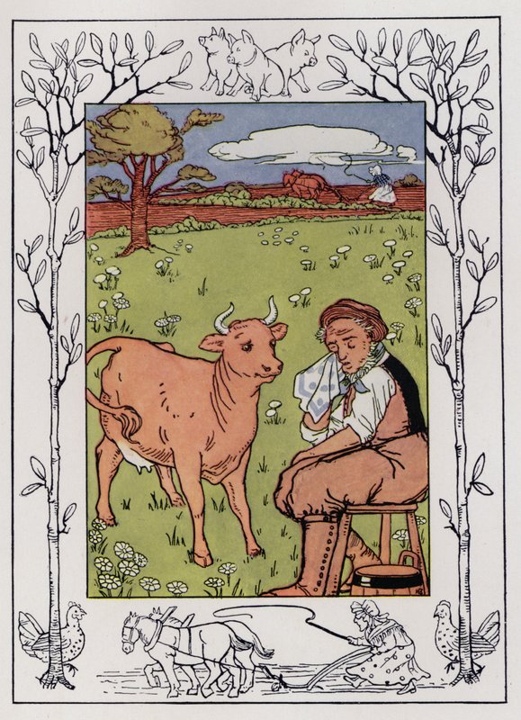 Den gamle mannen och hans fru (färg litho) av Hilda Broughton