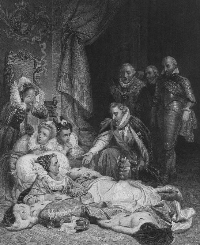Drottning Elizabeths död (gravyr) av Hippolyte Delaroche