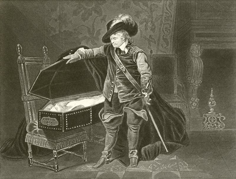 Cromwell tittar på Charles I:s döda kropp av Hippolyte Delaroche
