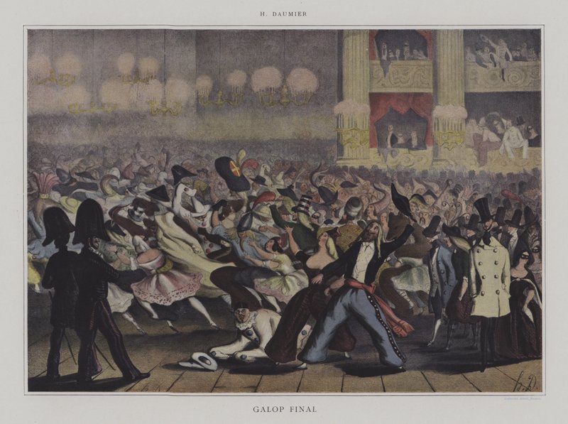 Galopfinal (lito i färg) av Honore (after) Daumier