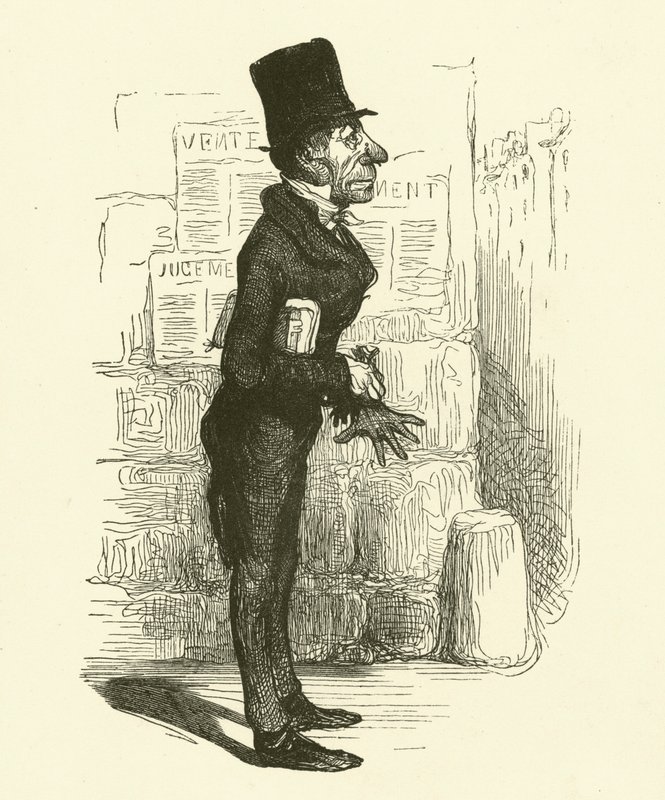 The Petty Lawyer (gravyr) av Honore (after) Daumier