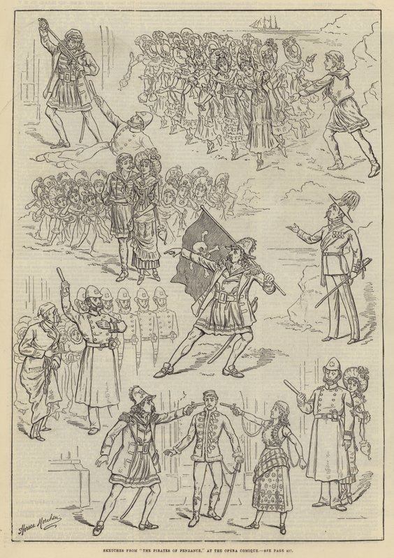 Skisser från Pirates of Penzance på Opera Comique av Horace Morehen
