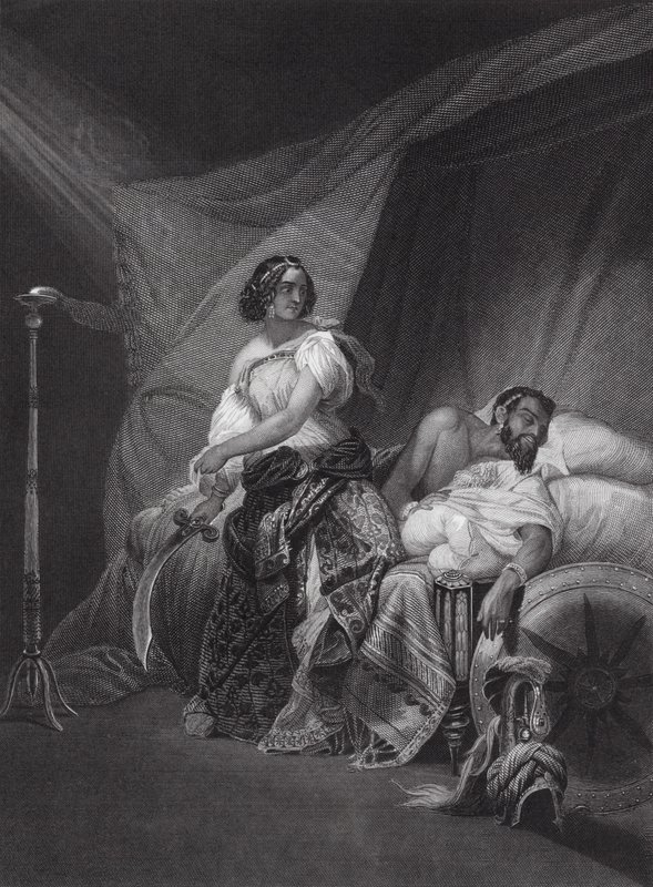Judith och Holofernes, Judith, kap 13, v 4, 7 (gravyr) av Horace (after) Vernet