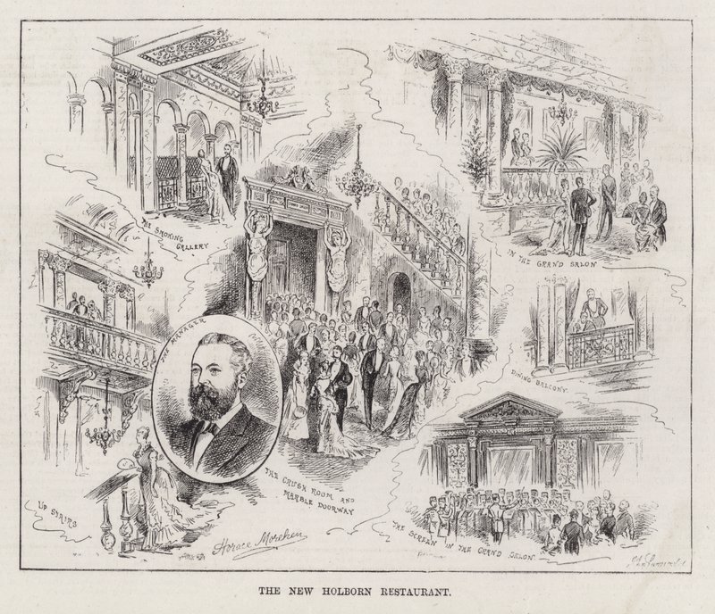 The New Holborn Restaurant (gravyr) av Horace Morehen