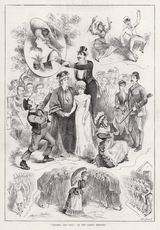 "Virginia och Paul" på Gaiety Theatre (gravyr) av Horace Morehen