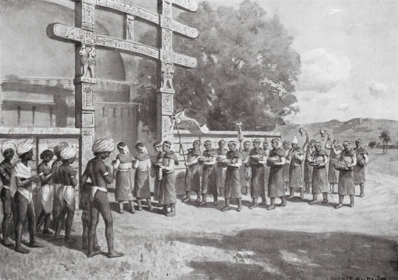 Utlänningar i Sanchi med offergåvor, BC 145 (lito) av Horace van Ruith