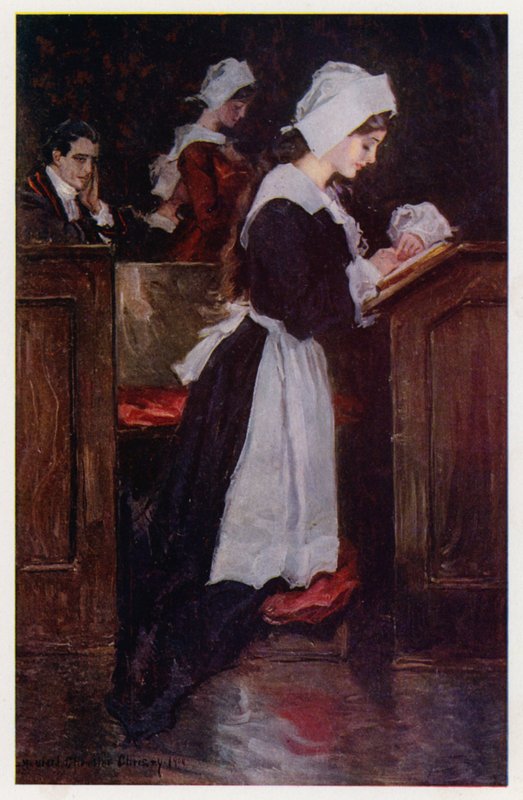 Illustration för Evangeline, A Tale of Arcadie, av Henry Wadsworth Longfellow (färg litho) av Howard Chandler (after) Christy