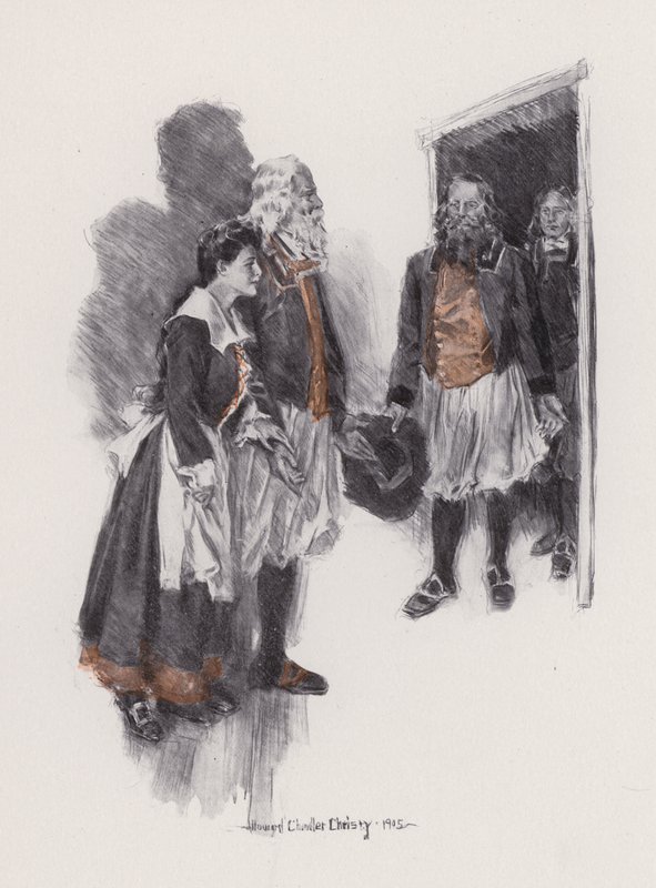 Illustration för Evangeline, A Tale of Arcadie, av Henry Wadsworth Longfellow (litho) av Howard Chandler (after) Christy