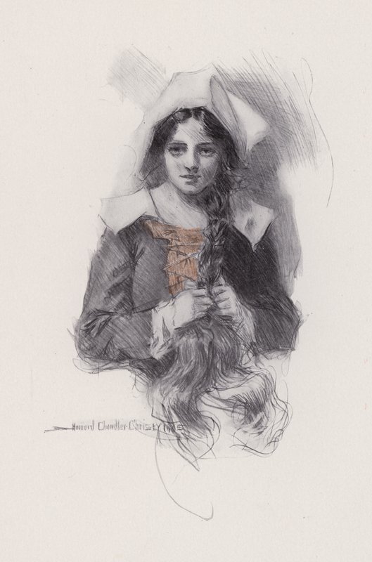 Illustration för Evangeline, A Tale of Arcadie, av Henry Wadsworth Longfellow (litho) av Howard Chandler (after) Christy