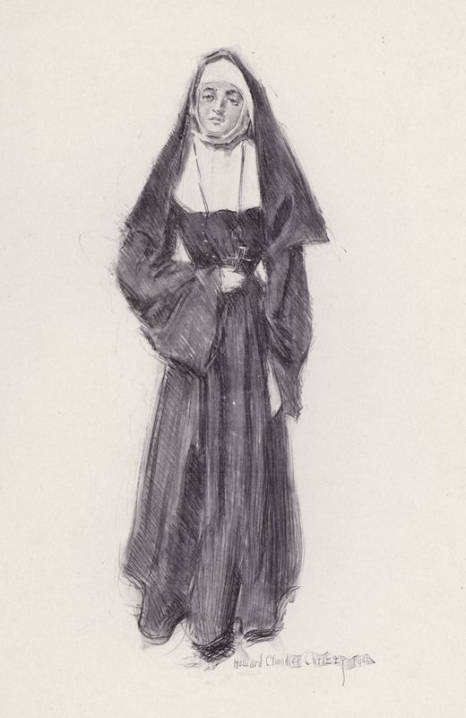 Illustration för Evangeline, A Tale of Arcadie, av Henry Wadsworth Longfellow (litho) av Howard Chandler (after) Christy