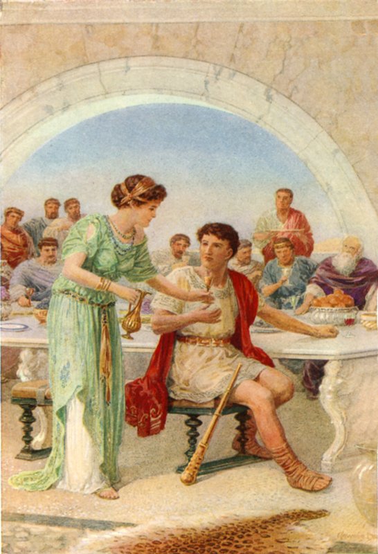 "När han såg ut krympte han och ryste" (färg litho) av Howard Davie