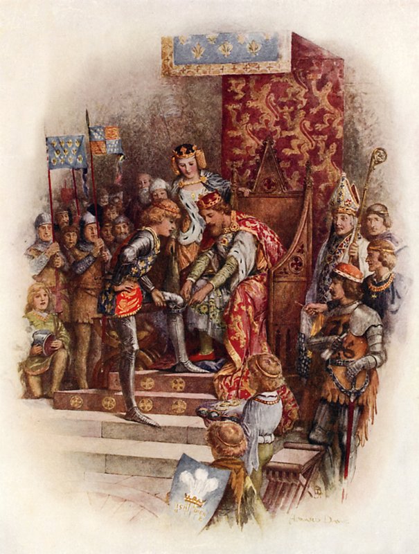 Edward, den svarte prinsen och strumpebandsorden (färg litho) av Howard Davie