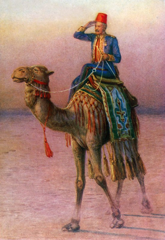 General Gordon i öknen (färg litho) av Howard Davie