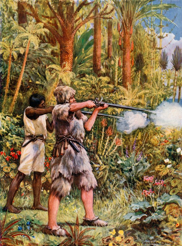 Illustration för Robinson Crusoe av Howard Davie