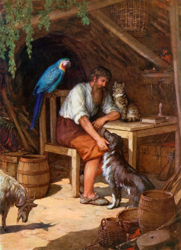 Illustration för Robinson Crusoe av Howard Davie