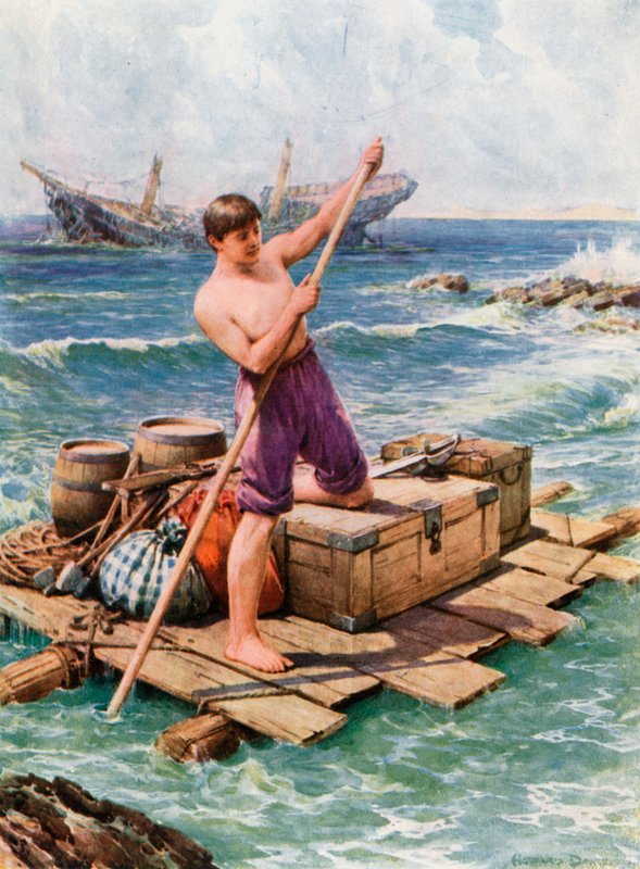 Illustration för Robinson Crusoe av Howard Davie