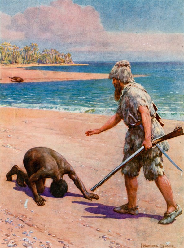 Illustration för Robinson Crusoe av Howard Davie