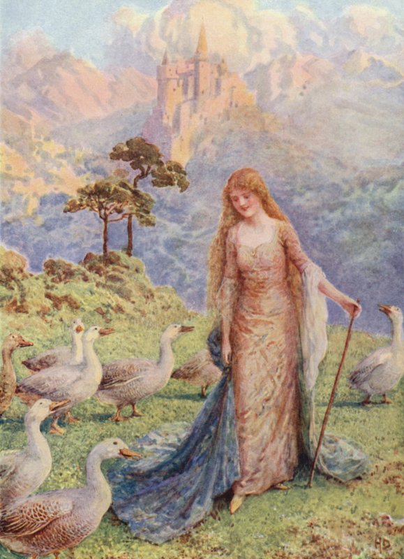 "Åh, vad vacker vår älskarinna är" från "The Quest of the Bird with the Golden Tail" (färg litho) av Howard Davie