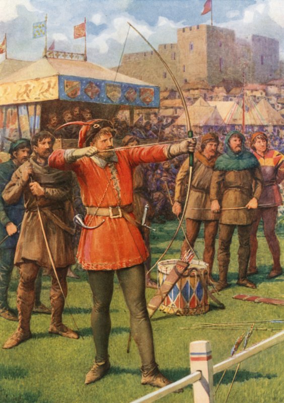 "Robin Hood vid majfesterna" (lito i färg) av Howard Davie