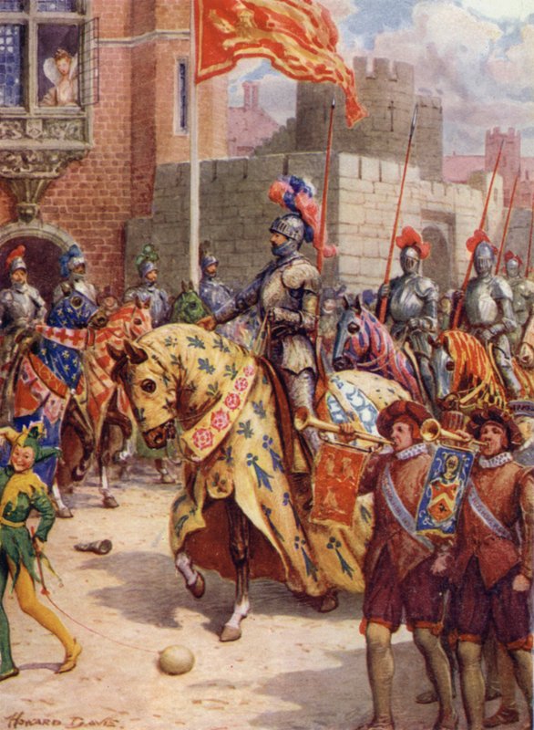Sir Philip Sidney, vid turneringen i Whitehall (färg litho) av Howard Davie