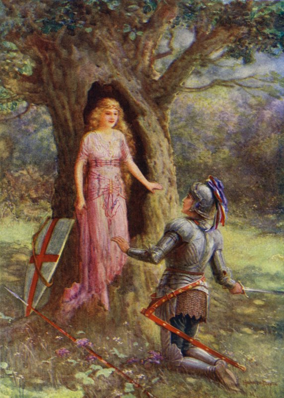 St Denis of France och Fair Eglantine (färg litho) av Howard Davie