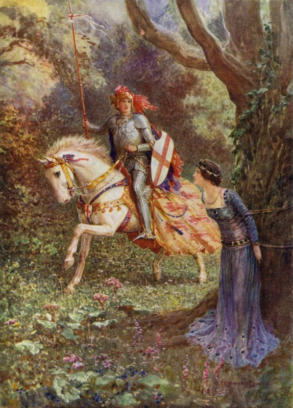 St George såg en dam av överlägsen skönhet (färg litho) av Howard Davie