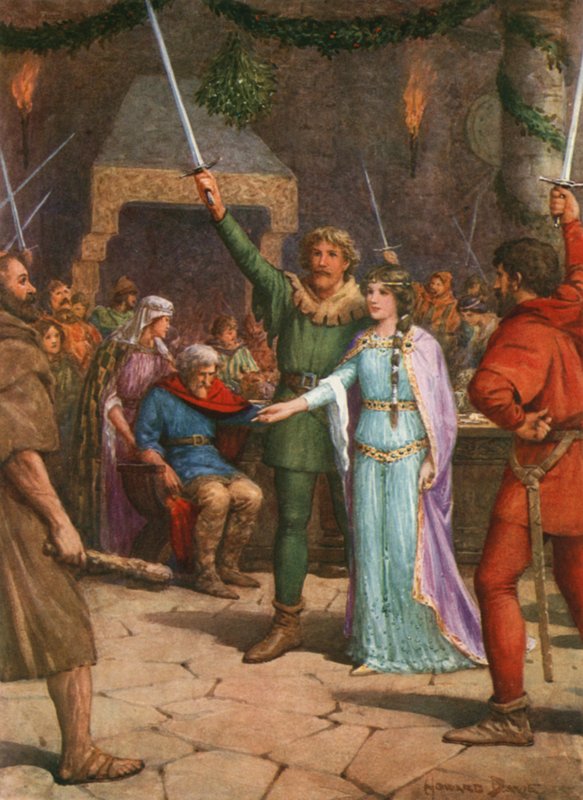"Vi står alla vid Sir Guy!" (färg litho) av Howard Davie