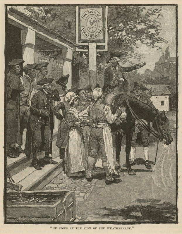 Han stannar vid väderflöjelns tecken av Howard Pyle