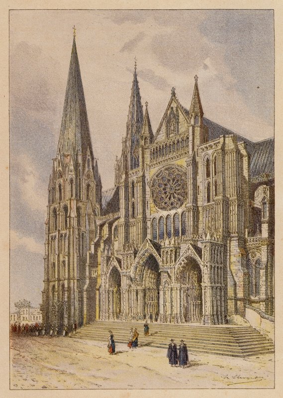 Notre-Dame De Chartres (färglitografi) av Hubert Clerget