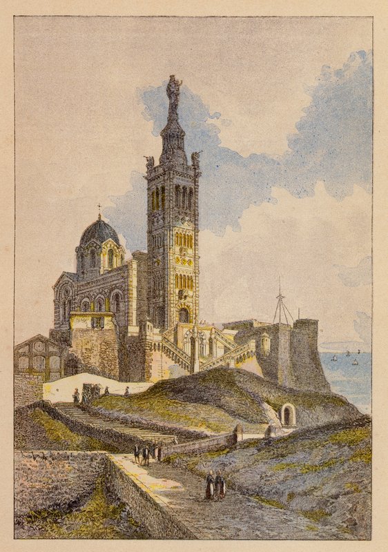 Notre-Dame De La Garde, Marseille (färglitografi) av Hubert Clerget