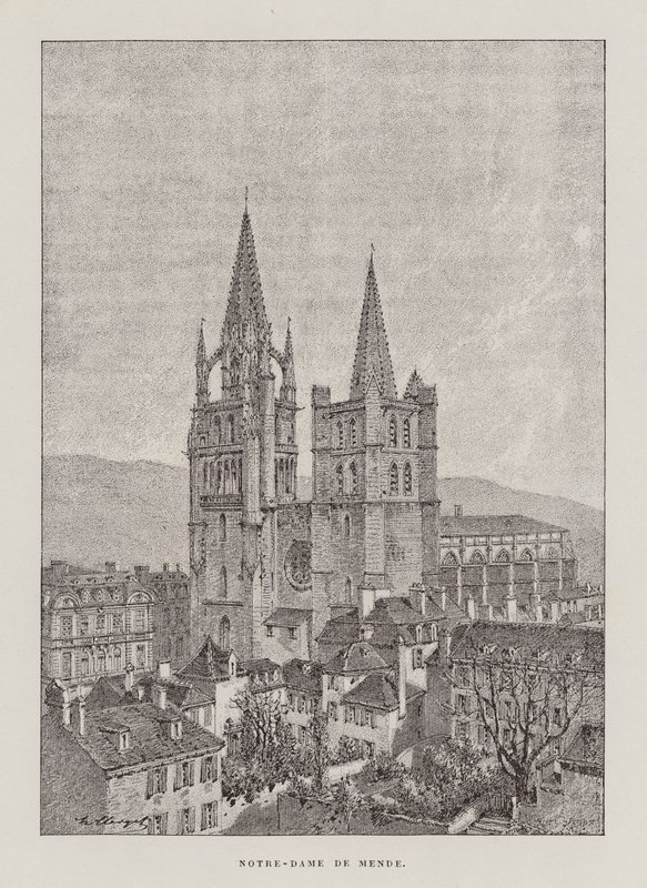 Notre-Dame De Mende (gravyr) av Hubert Clerget