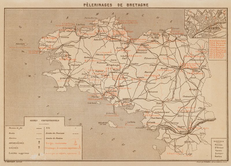 Pelerinages De Bretagne (färglitografi) av Hubert Clerget