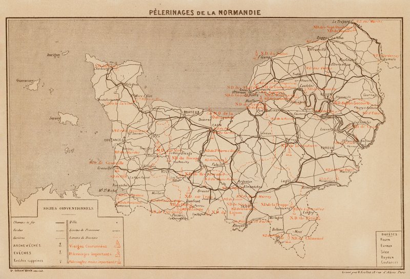 Pelerinages De La Normandie (färglitografi) av Hubert Clerget